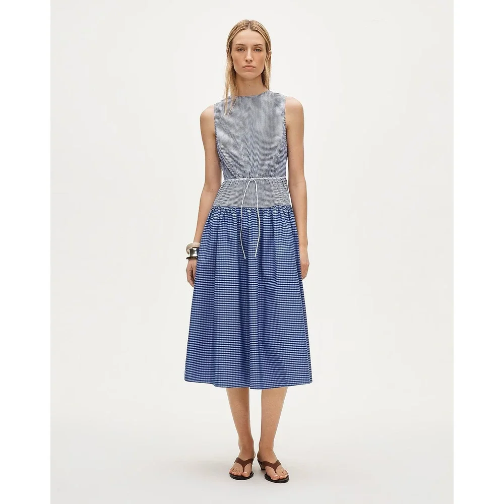 J.Crew Open-back dress in mixed gingham print Size 6 NWT